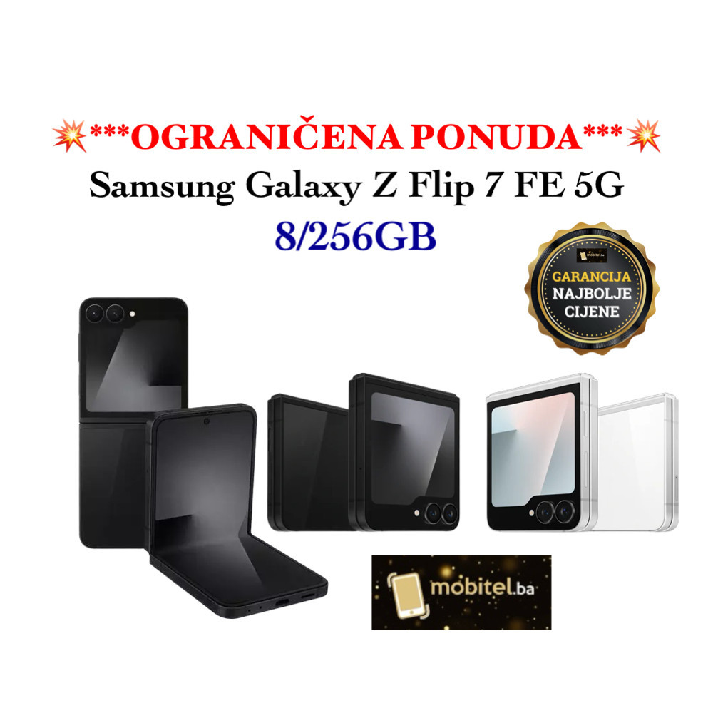 Samsung Galaxy Z Flip 7 FE 7FE 5G 8GB 256GB Black i White NOVO — fotografija 1