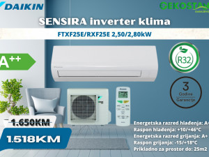 Klima uređaj DAIKIN Sensira FTXF25E/RXF25E 2,50/2,80 (-8%) — fotografija 1