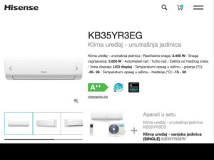 Hisense WiFi INVERTER -20 KB35 Wings PRO 12ka Grijac