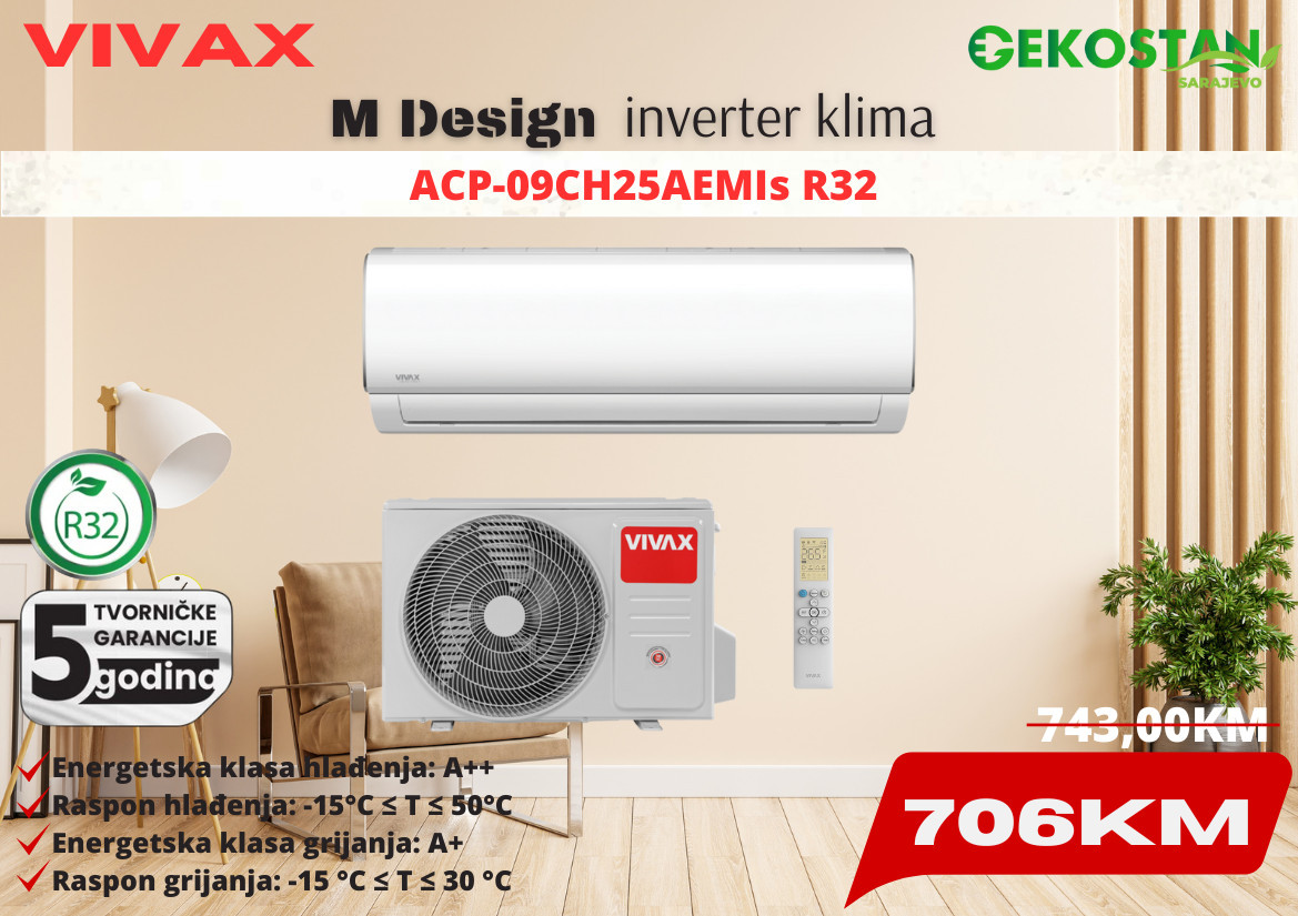 VIVAX M Design klima 9-ka 2,6/2,9kW R32 — fotografija 1