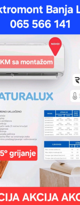 AKCIJA Klima inverter Azuri NATURALUX -25C sa montažom Banja Luka — fotografija 1