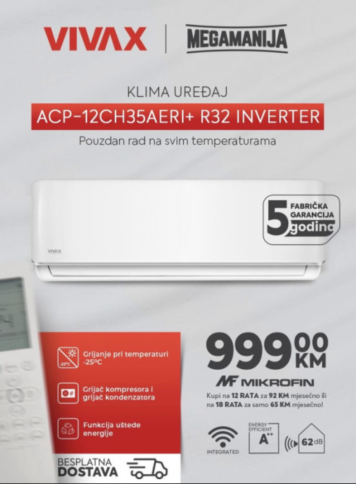 Klima VIVAX AERI inverter 12CH35AERI+ R32 — fotografija 1
