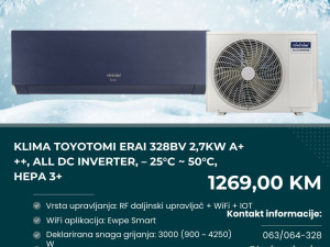 Klima TOYOTOMI Erai 328BV 2,7kW A+++,Inverter, -25C-50C, HEPA 3+