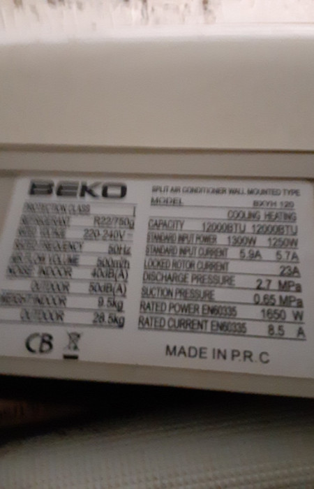 Korišten klima uređaj Beko 12-ka — fotografija 1