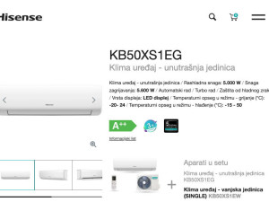 Hisense 18k WiFi A++ INVERTER -20 KB50 Wings PRO 18ka — fotografija 1