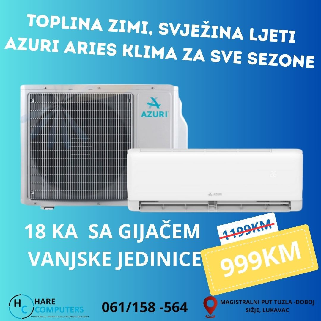 Klima AZURI 18ka GRIJANJE -25 WI-FI Aries 18 VANJSKI GRIJAC — fotografija 1