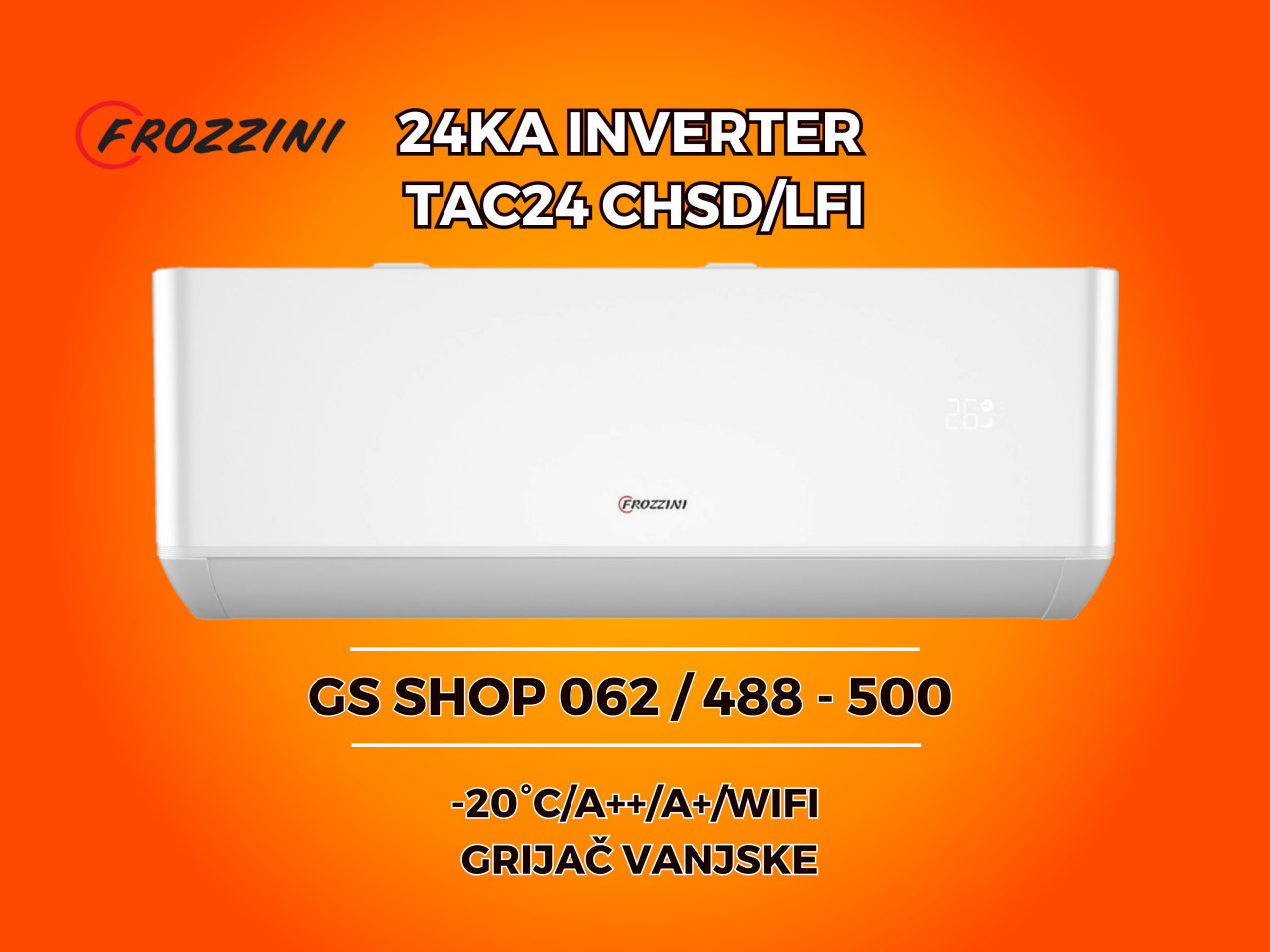 Klima Frozzini 24KA INVERTER -20/A++/WIFI GRIJAČ VANJSKE — fotografija 1