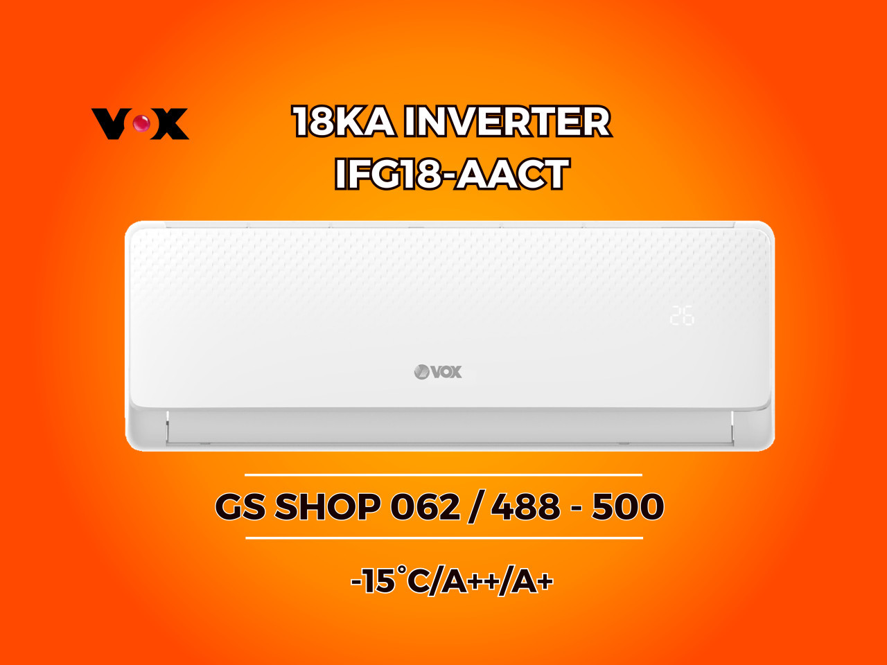 Klima VOX 18KA INVERTER -15 A++ IFG18-AACT — fotografija 1