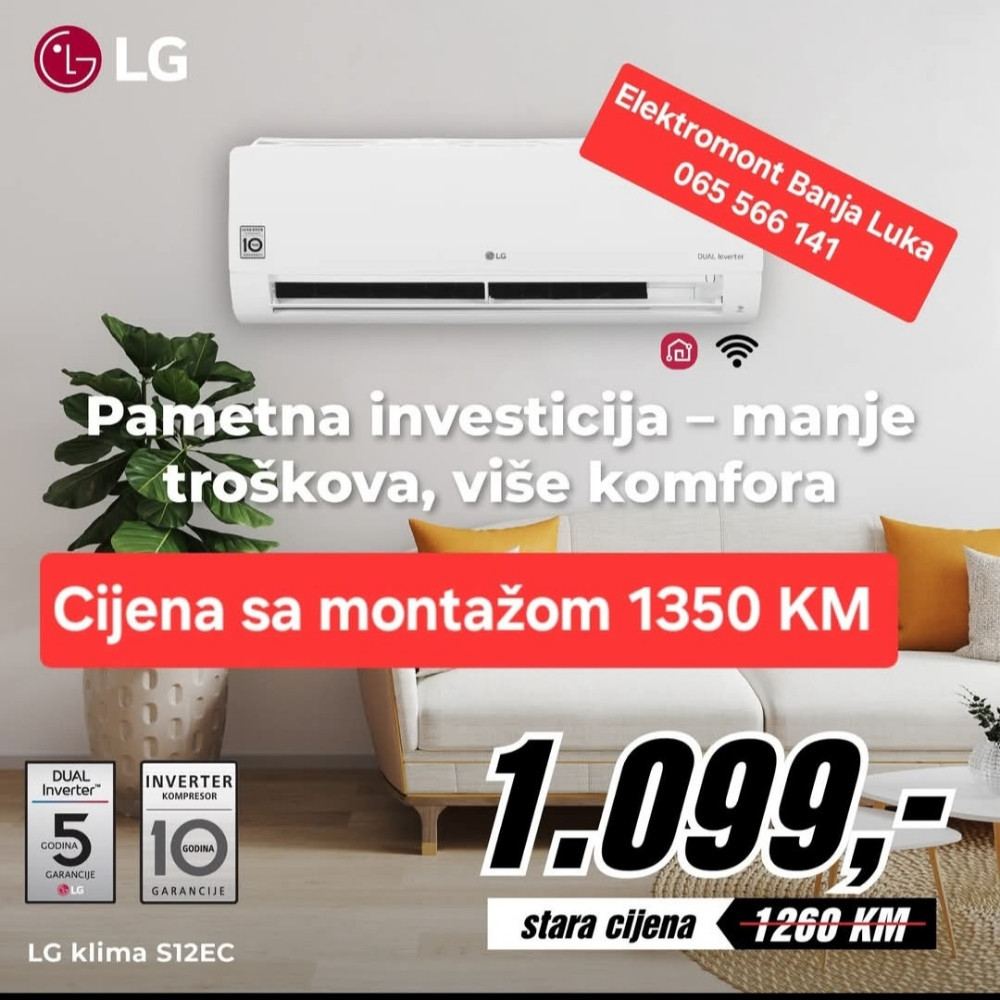 AKCIJA Klima LGS12EC Wi-Fi sa montažom 065 566 141 Banja Luka — fotografija 1