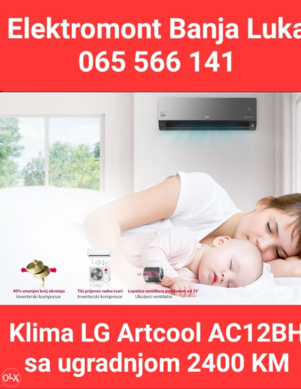 Klima INVERTER LG Artcool AC12BH Banja Luka 065 566 141 — fotografija 1