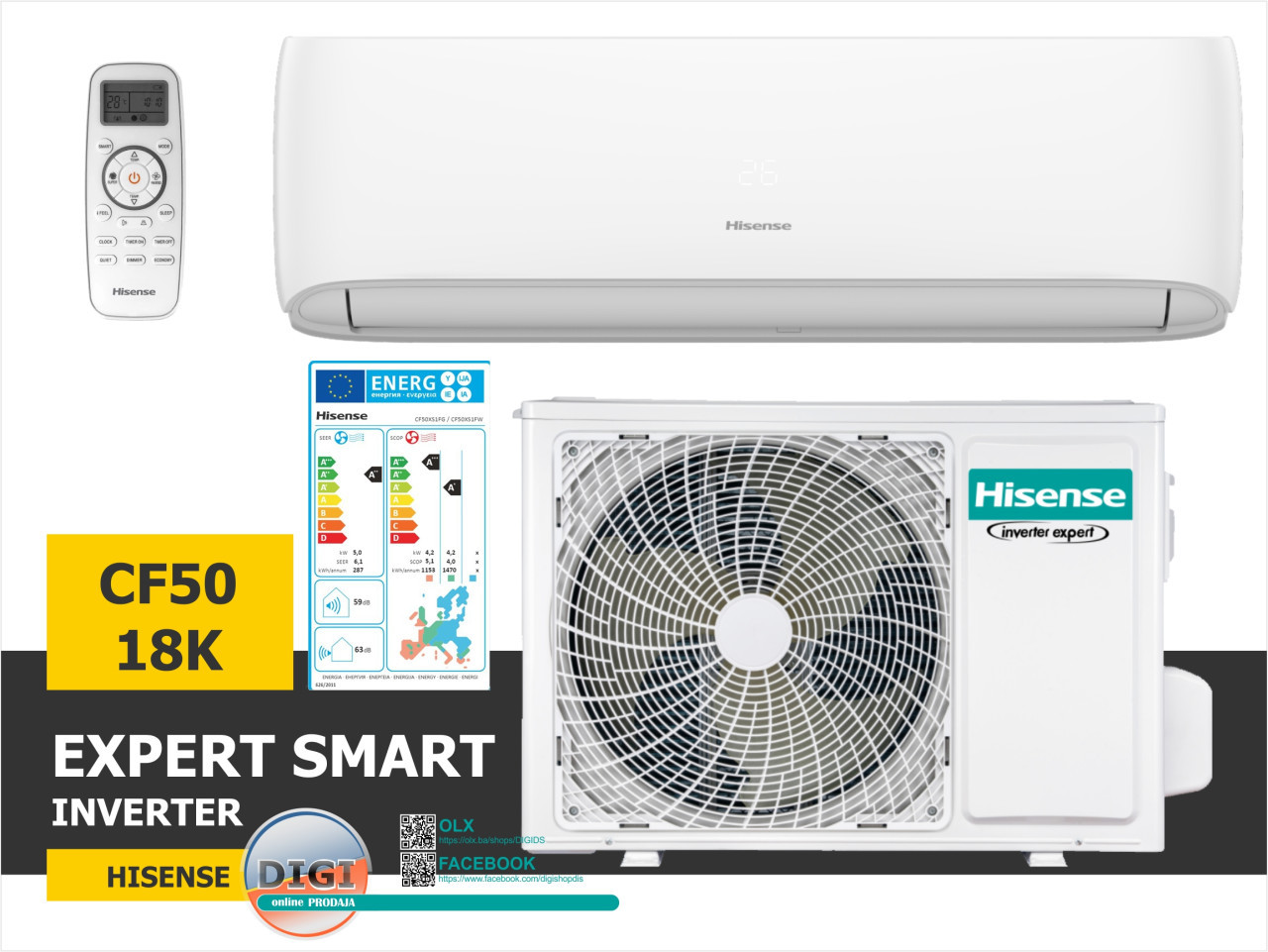 INVERTER 18 -20 C WIFI EXPERT SMART 18K CF50 DIGI PRNJAVOR — fotografija 1