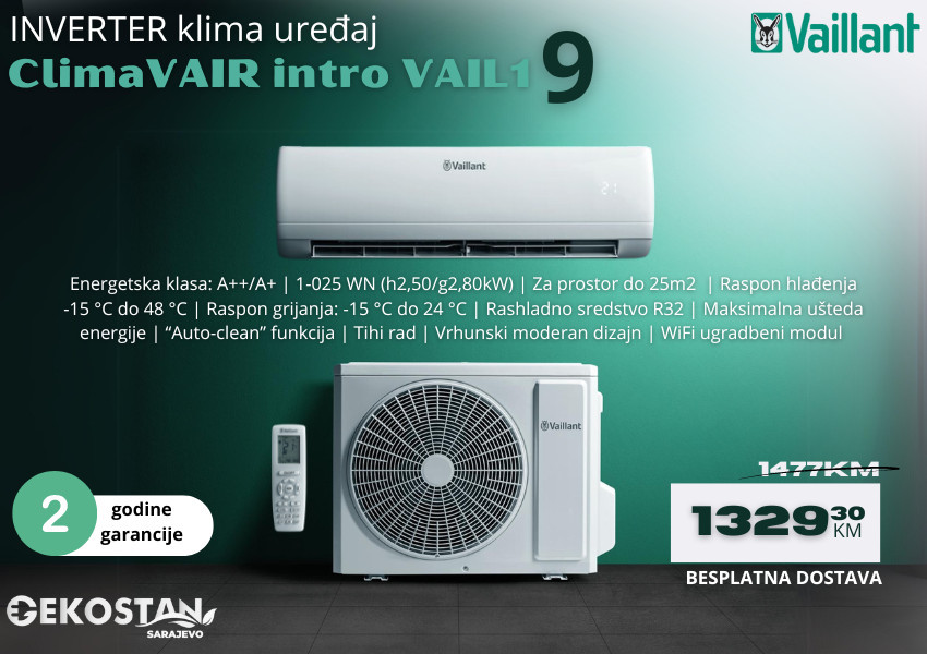VAILLANT inverter klima climaVAIR VAIL 9-ka A++/A+ (-10%) — fotografija 1