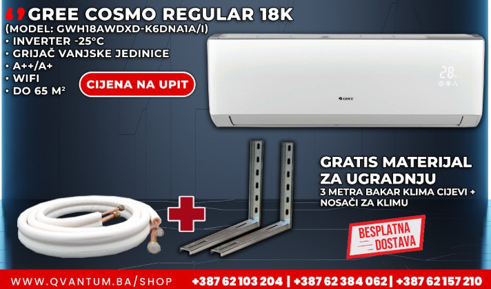 KLIMA GREE 18 KA INVERTER WIFI REGULAR -25 DOSTAVA MATERIJAL — fotografija 1