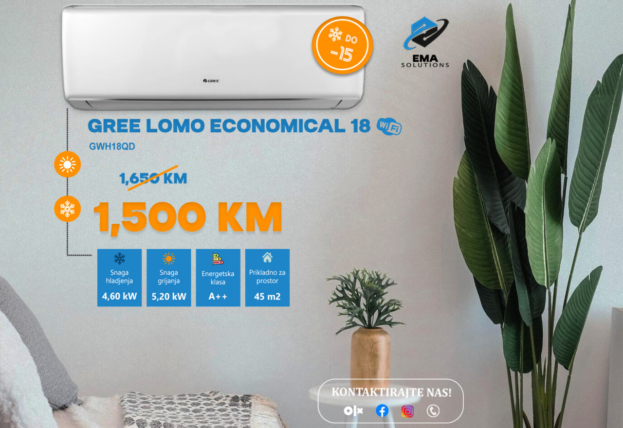 KLIMA INVERTER GREE LOMO ECO 18-ka WiFi, -15 | UGRADNJA — fotografija 1