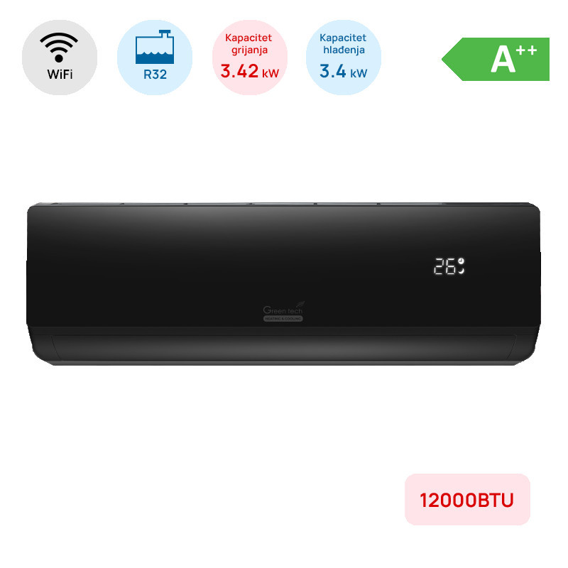 Klima Green Tech 12000BTU, 3.4kW, A++, R32, PO NARUDŽBI — fotografija 1
