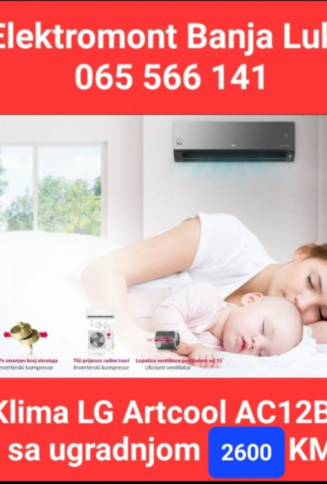 Klima LG Artcool AC12BK A++/++ sa ugradnjom Banja Luka — fotografija 1