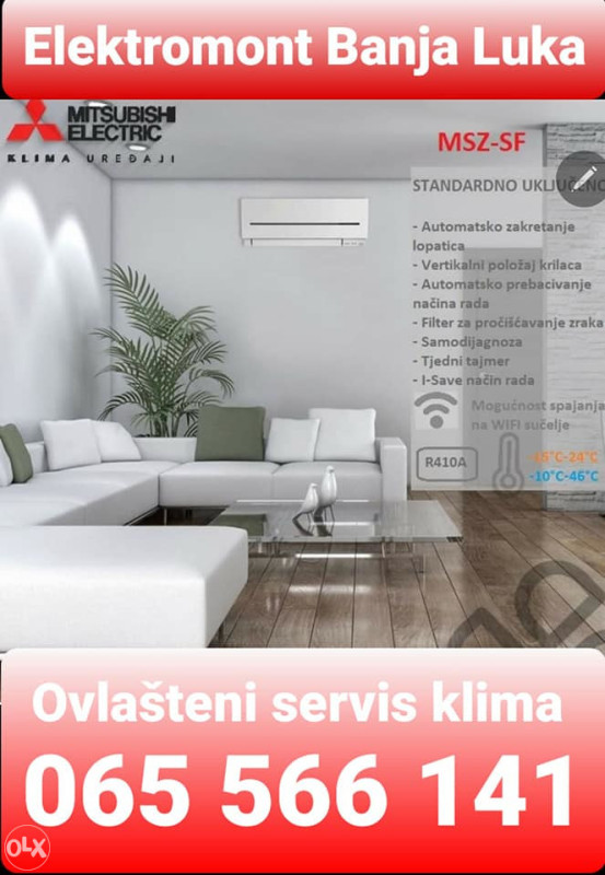 AKCIJA-Klima Mitsubishi SF35 Inverter -20C Elektromont Banja Luka — fotografija 1