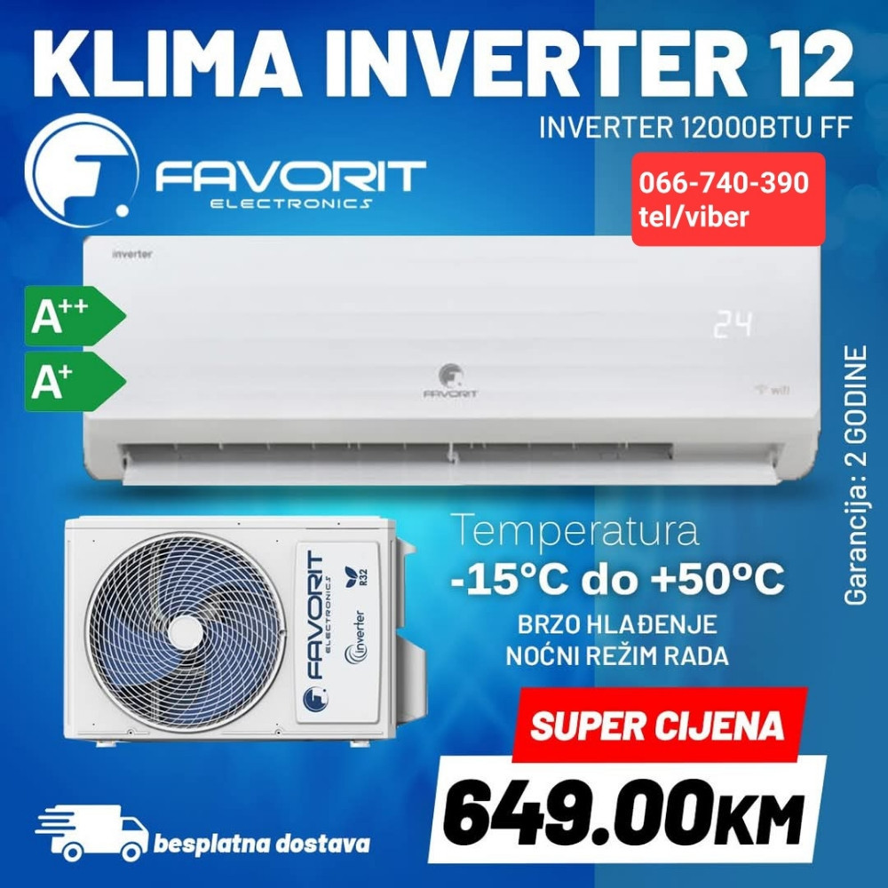 FAVORIT klima uređaj 12000BTU INVERTER FF — fotografija 1