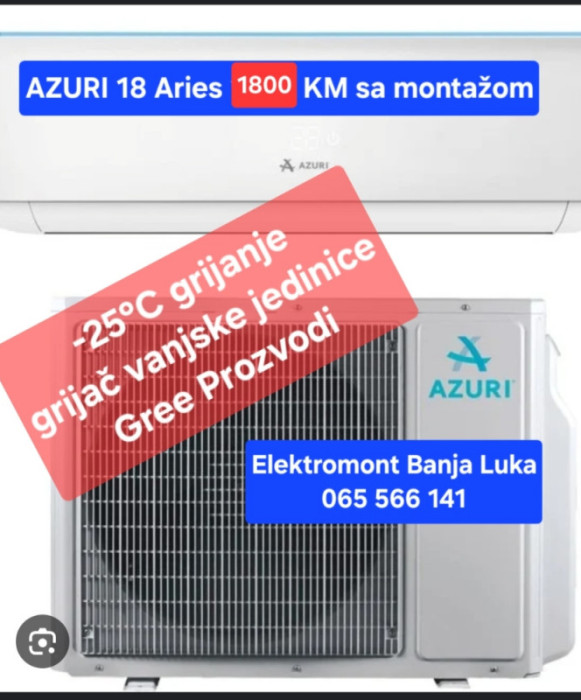 AKCIJA Gree klima INVERTER Azuri 18 ARIES-25 sa montažom 1799KM — fotografija 1