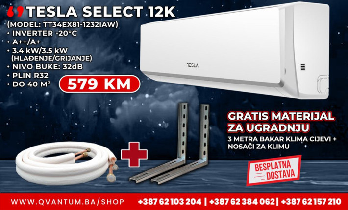 KLIMA TESLA 12KA INVERTER SELECT -20 WiFi SA MATERIJALOM — fotografija 1
