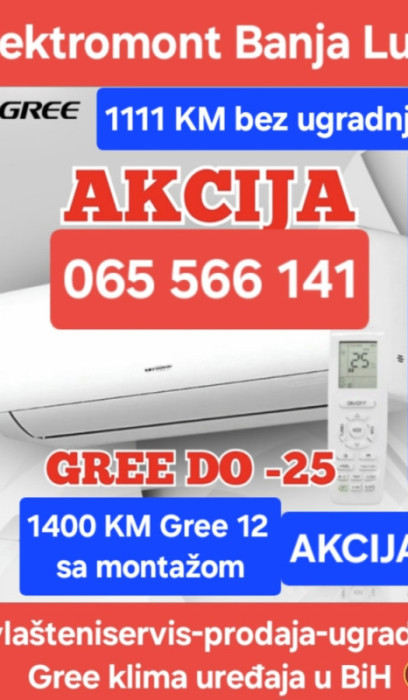 Klima Gree -25C NOVI MODEL 2025 inverter 065 566 141 B.Luka — fotografija 1