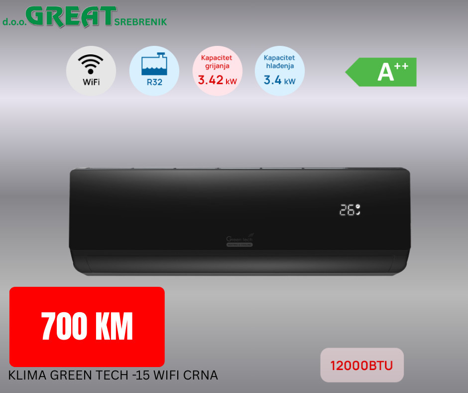 Klima Green Tech 12000BTU, 3.4kW, A++ — fotografija 1