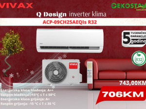 Klima inverter VIVAX Q Design 9-ka 2,6/2,9kW R32 — fotografija 1