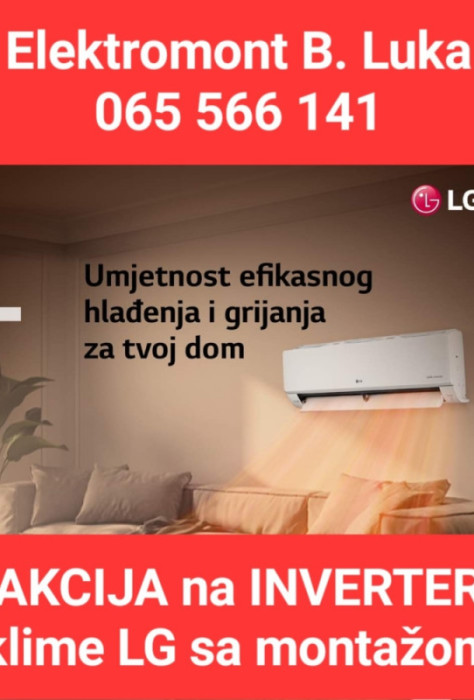 AKCIJA LG12 Wi-Fi inverter klime sa montažom od 1500KM B.Luka — fotografija 1