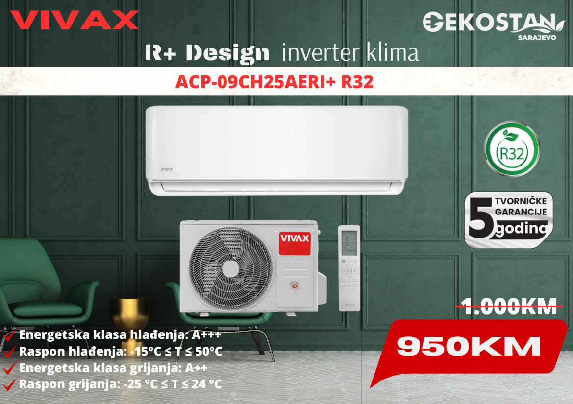 Vivax R+ design inverter klima 9-ka R32 (-5%) — fotografija 1