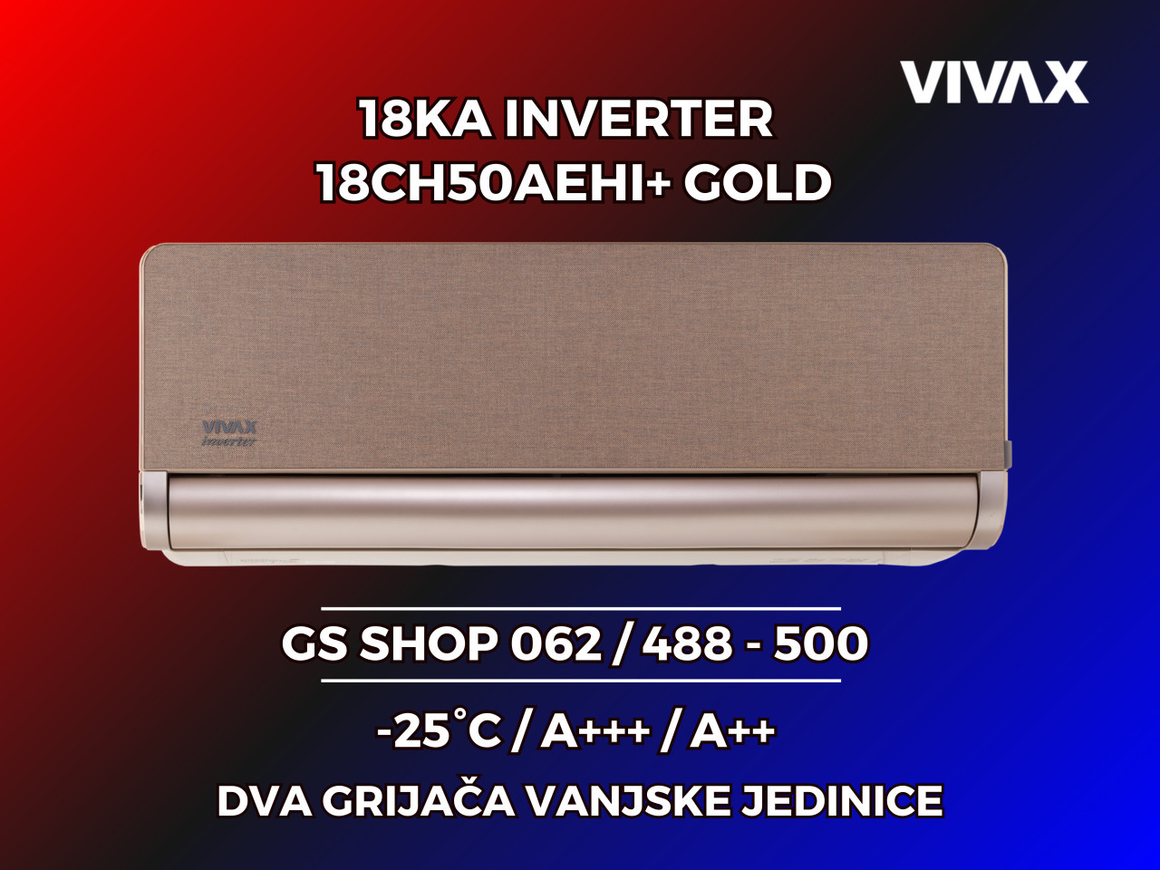 Klima VIVAX 18KA INVERTER -25 A+++ 18CH50AEHI+ GOLD — fotografija 1
