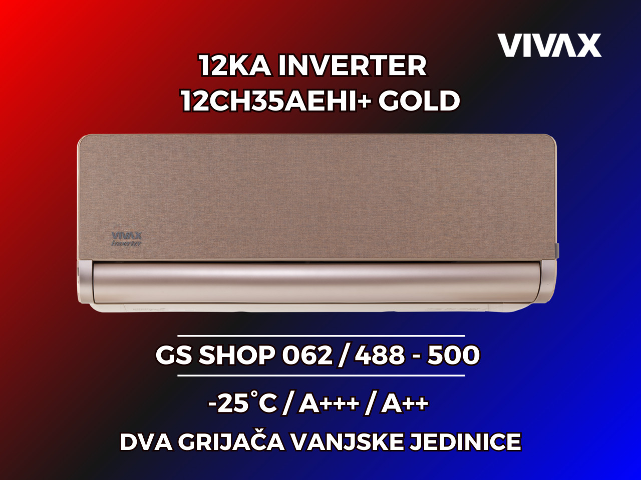 Klima VIVAX 12KA INVERTER -25 A+++ 12CH35AEHI+ GOLD — fotografija 1