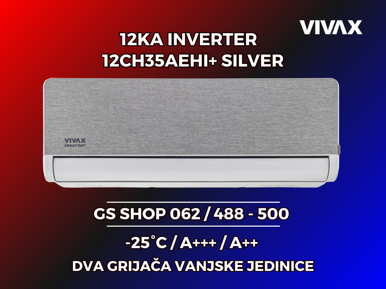 Klima VIVAX 12KA INVERTER -25 A+++ 12CH35AEHI+ SILVER — fotografija 1