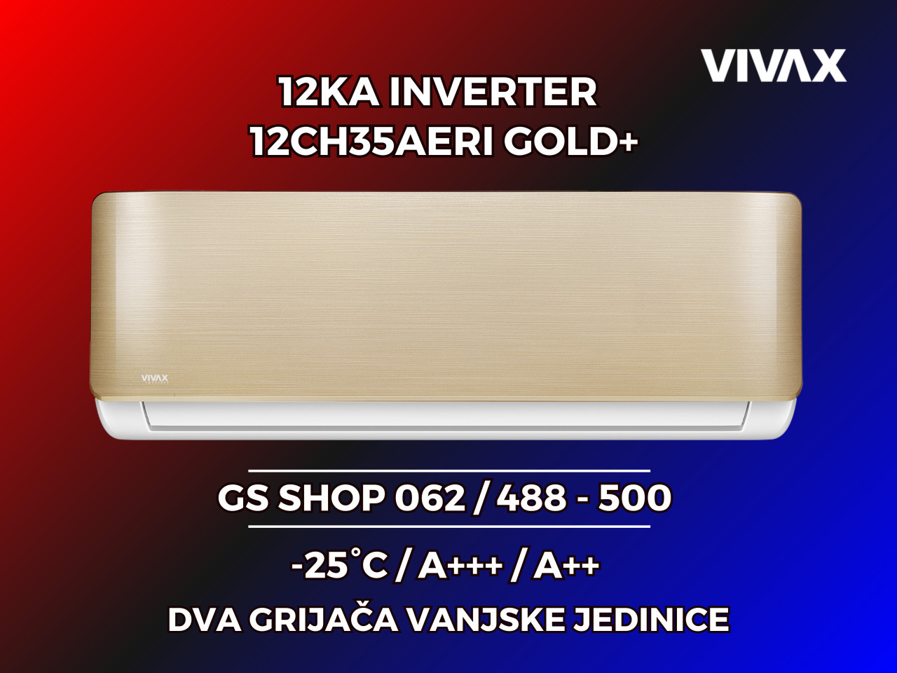 Klima VIVAX 12KA INVERTER -25 A+++ 12CH35AERI GOLD — fotografija 1