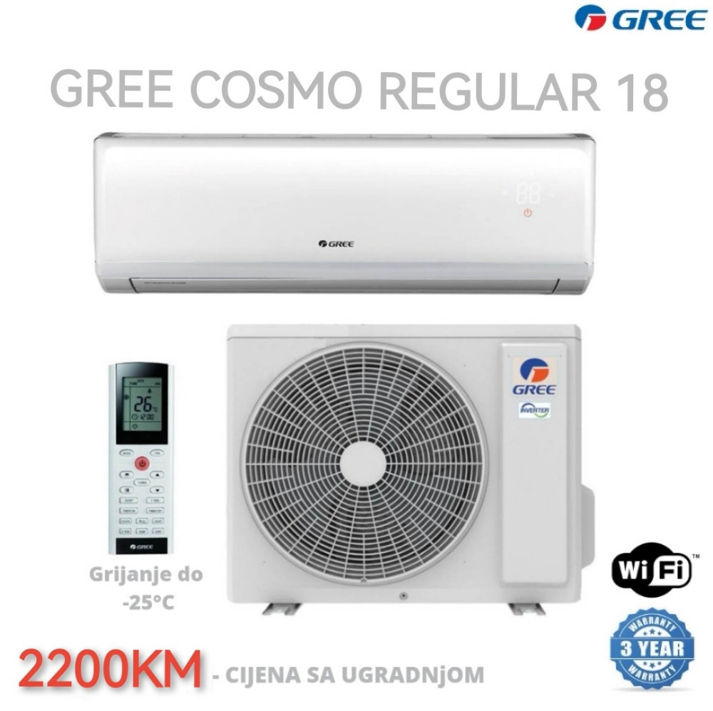 Klima Gree Cosmo Regular 18 INVERTER, cijena sa ugradnjom — fotografija 1