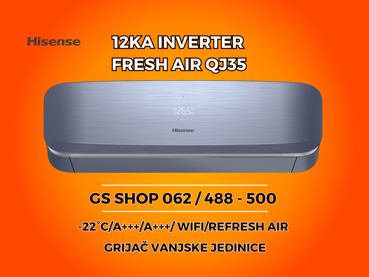 Klima Hisense 12-KA Fresh Air Blue QJ35 -22 A+++ — fotografija 1