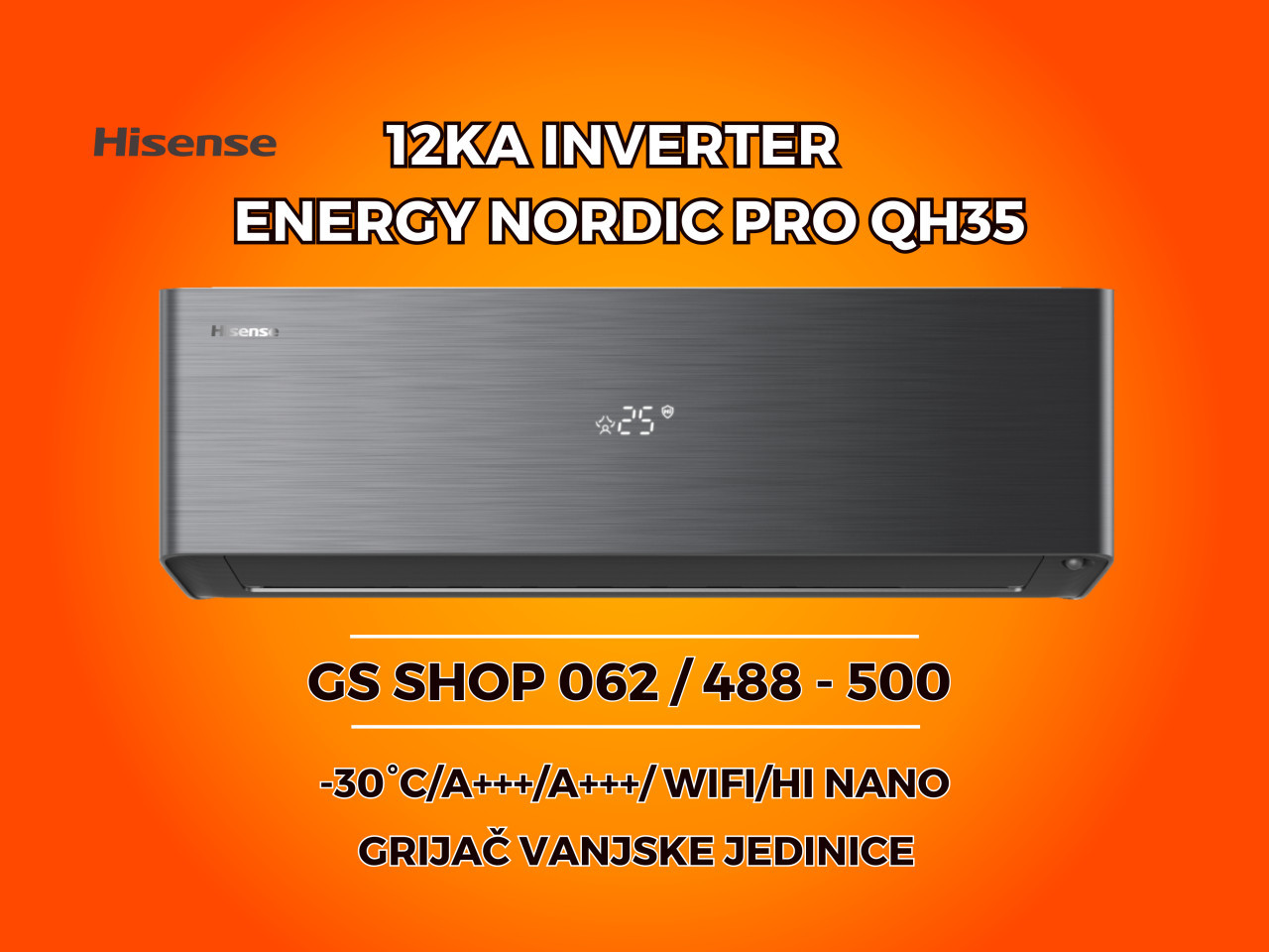 Klima Hisense 12-KA Energy Nordic Pro QH35 -30 A+++ — fotografija 1