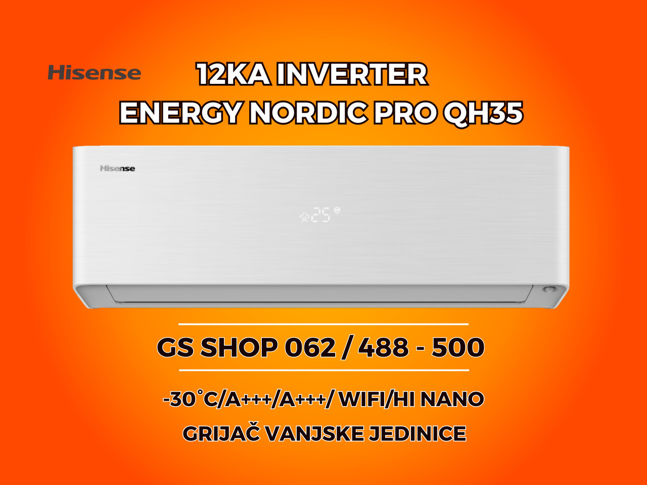 Klima Hisense 12-KA Energy Nordic Pro QH35 -30 A+++ — fotografija 1