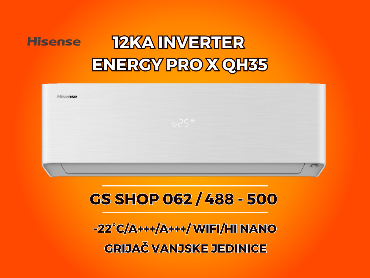 Klima Hisense 12-KA Energy Pro X QH35 -22 A+++ — fotografija 1