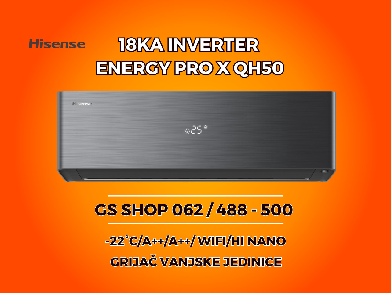Klima Hisense 18-KA Energy Pro X QH50 -22 A++ — fotografija 1