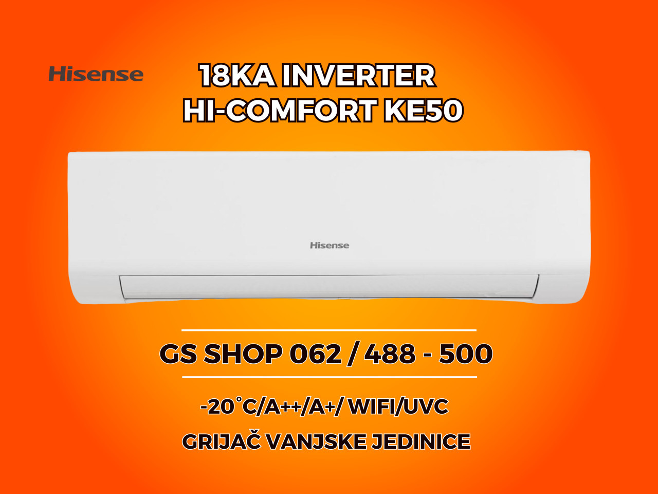 Klima HIsense 18-KA Hi Comfort KE50 -20 GRIJAČ VANJSKE — fotografija 1