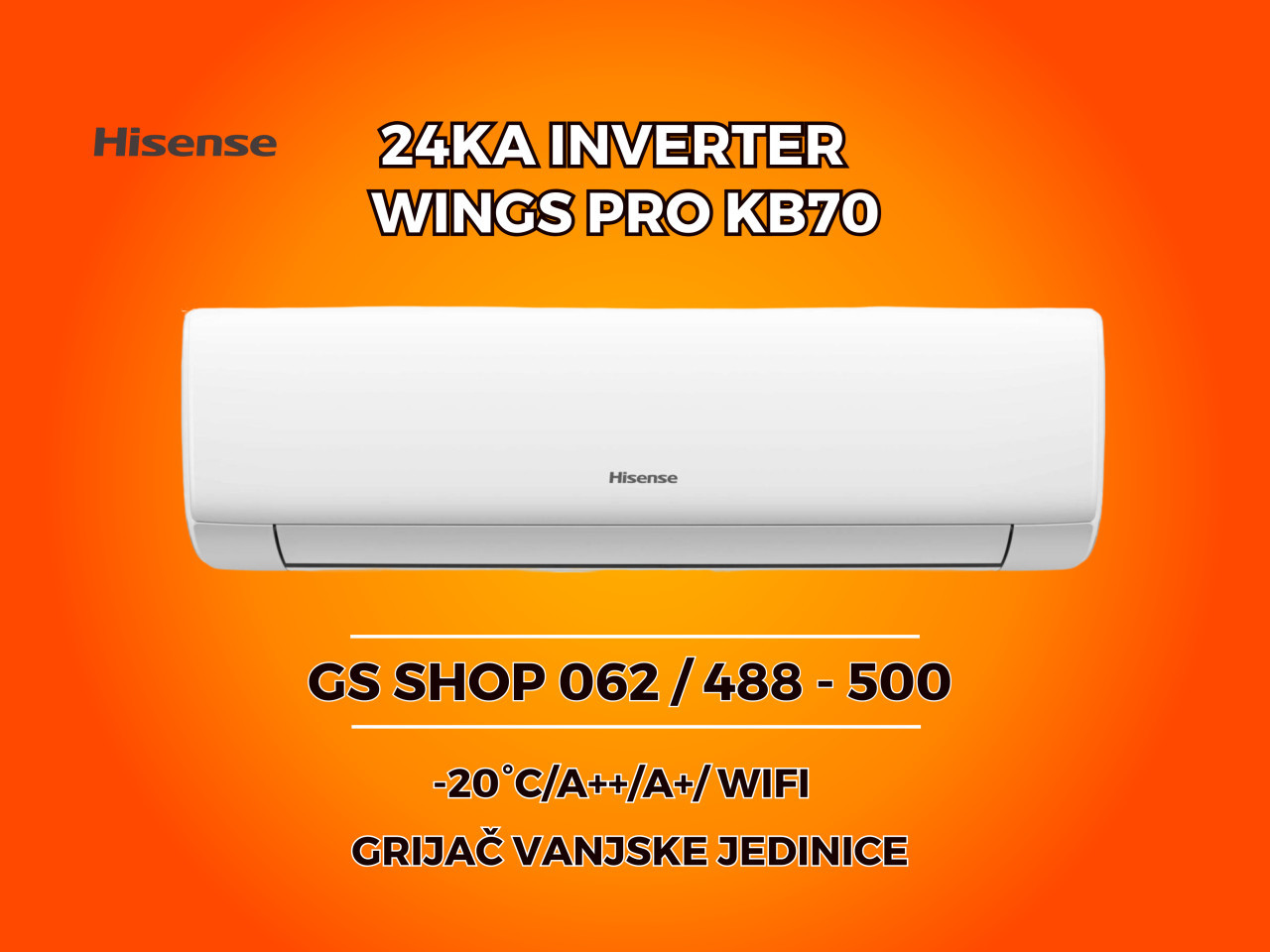 Klima Hisense 24-KA Wings Pro KB70 -20 GRIJAČ VANJSKE — fotografija 1