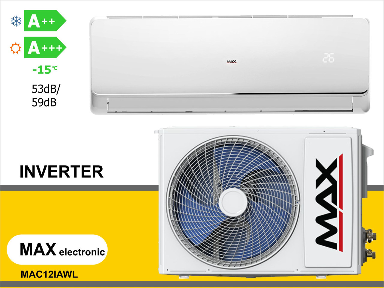 KLIMA INVERTER 12 -15 12K MAC12IAWL MAX DIGI PRNJAVOR — fotografija 1