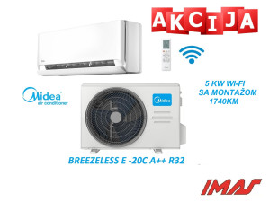 KLIMA INVERTER BREEZELESS E -20C A++ MIDEA 5KW SA MONTAŽOM — fotografija 1