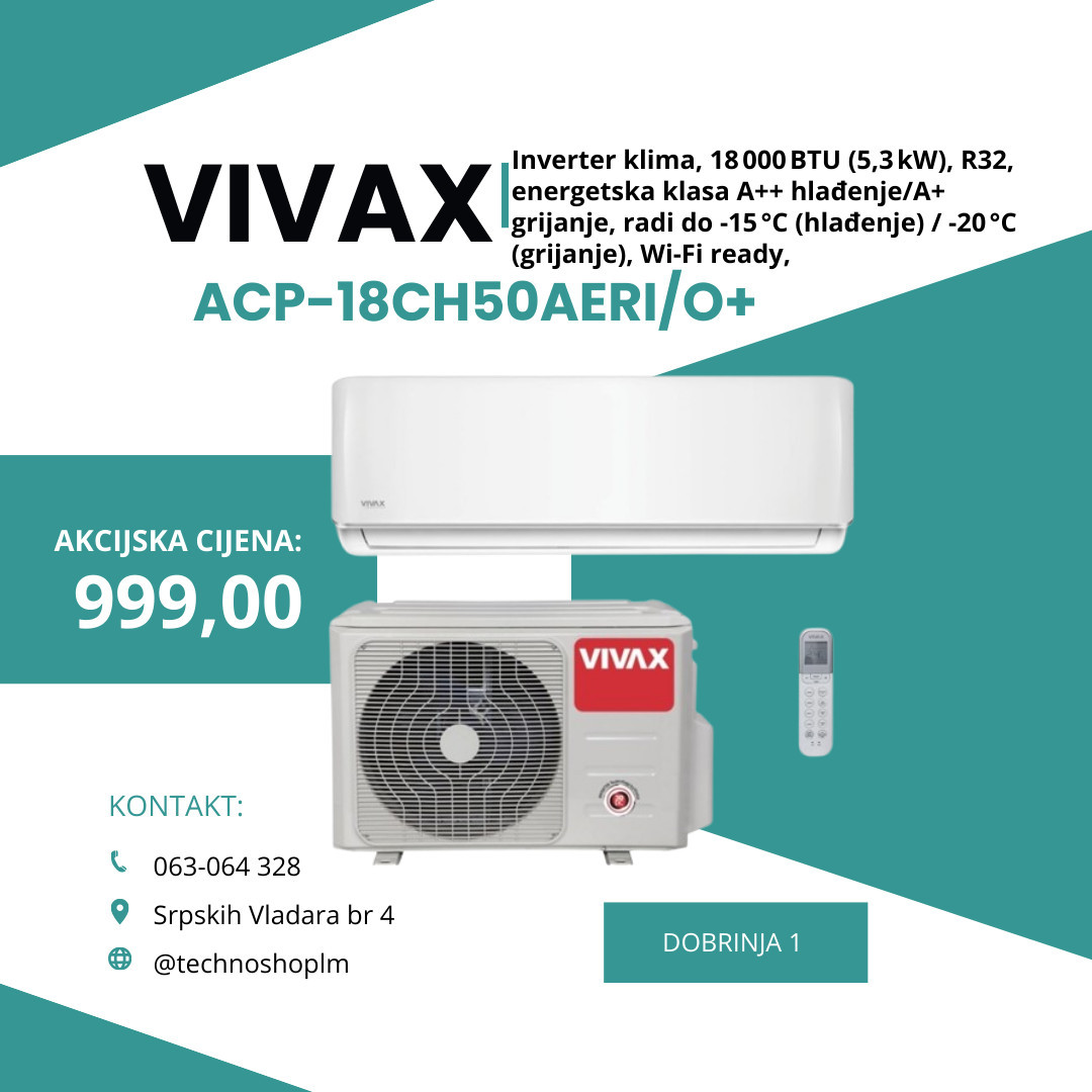 Vivax ACP-18CH50AERI/O+  Klima Uređaj, Akcijska Cijena — fotografija 1