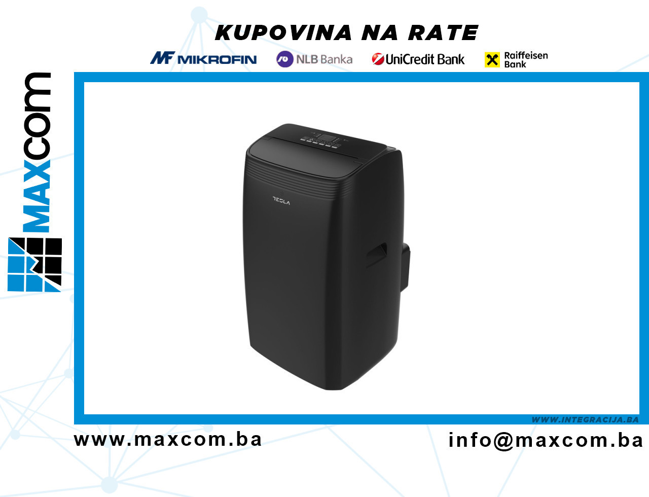 TESLA pok. klima TTMYB-12CHW Inverter, R290, Crna 3,5kW, WiFi — fotografija 1