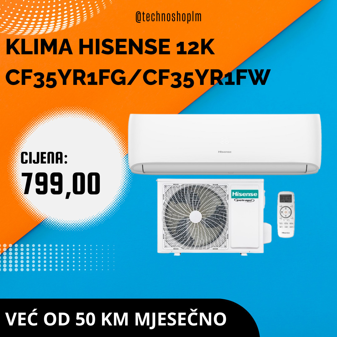 Hisense Klima 12K CF35YR1FG/CF35YR1FW Inverter — fotografija 1