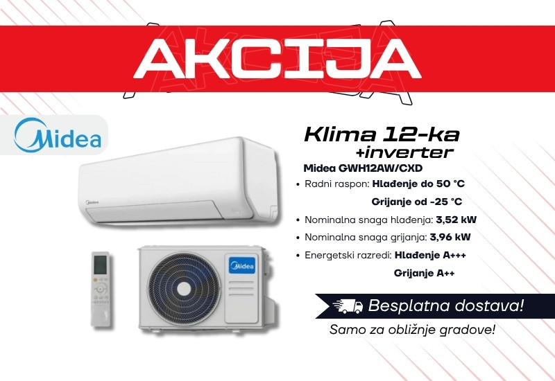 Klima uređaj MIDEA | Inverter 12-ka | Dostava — fotografija 1