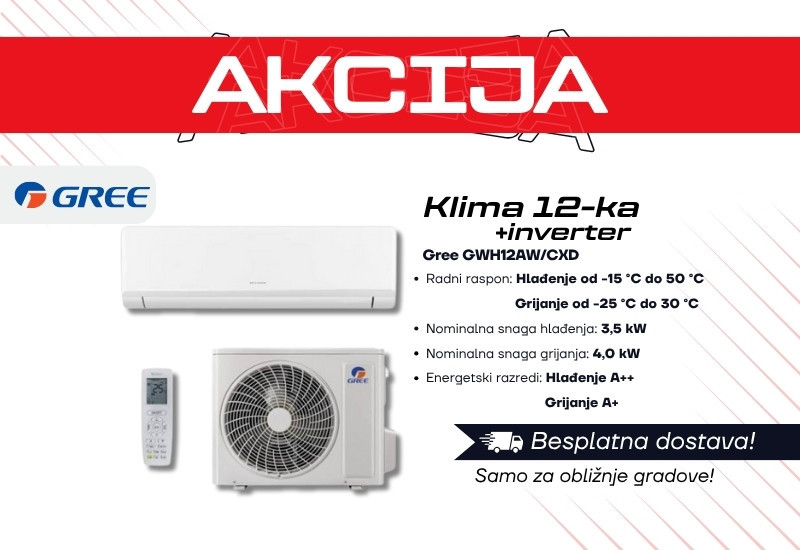 Klima uređaj Gree | Inverter 12-ka | Dostava — fotografija 1