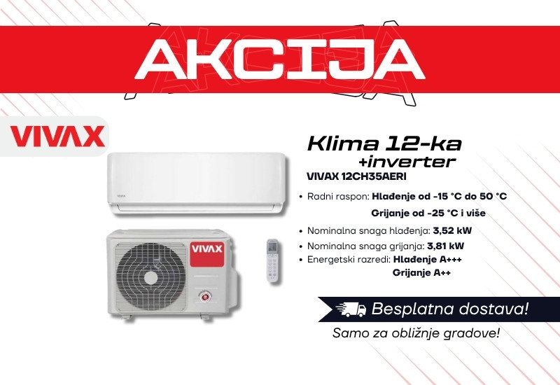 Klima uređaj Vivax | Inverter 12-ka | Dostava — fotografija 1