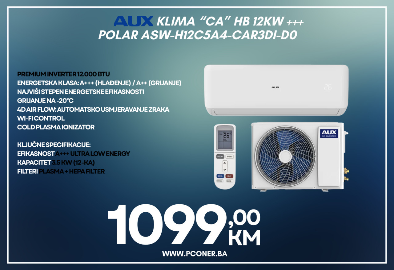 AUX KLIMA INVERTER 12K ASW-H12C5A4 "CA" POLAR — fotografija 1
